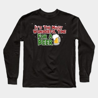 It's A Wonderful Time for a Beer Funny Christmas Long Sleeve T-Shirt